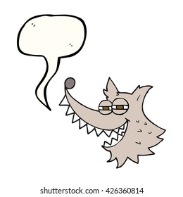 caricatura de burbuja de habla dibujada a mano libre lobo loco