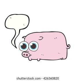 freehand drawn speech bubble cartoon piglet with big pretty eyes