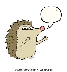 freehand drawn speech bubble cartoon cute hedgehog
