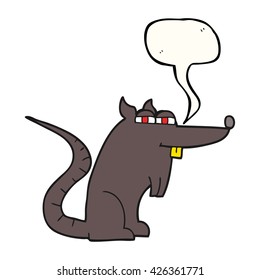 freehand drawn speech bubble cartoon evil rat