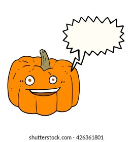 caricatura de burbuja de habla libre dibujada a mano en calabaza de halloween