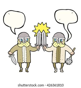 freehand drawn speech bubble cartoon viking warriors