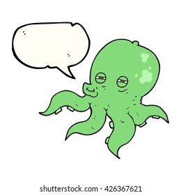 freehand drawn speech bubble cartoon octopus