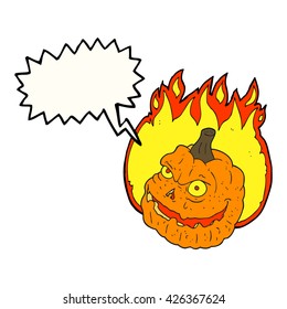 freehand drawn speech bubble cartoon spooky pumpkin