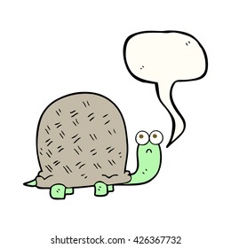 freehand drawn speech bubble cartoon sad turtle
