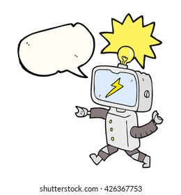 freehand drawn speech bubble cartoon little robot