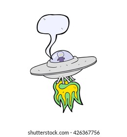 freehand drawn speech bubble cartoon alien flying saucer
