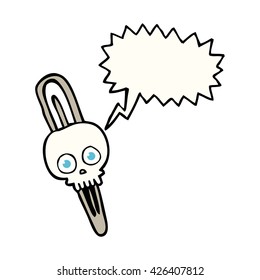 freehand drawn speech bubble cartoon skull hairclip