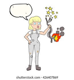 caricatura de burbuja de habla dibujada a mano libre de electricista