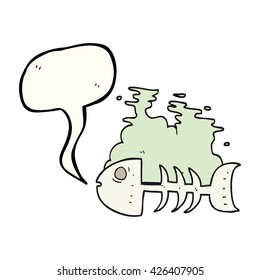 freehand drawn speech bubble cartoon fish bones