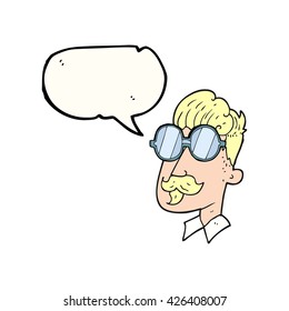 caricatura de burbuja de habla libre hombre con bigote y anteojos