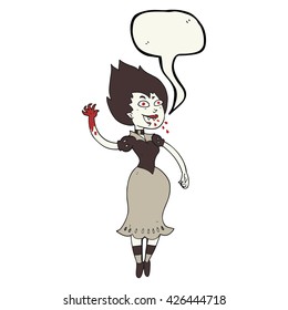 freehand drawn speech bubble cartoon blood sucking vampire girl