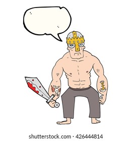 Karikaturenkrieger mit Schwert