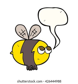 freehand drawn speech bubble cartoon bee