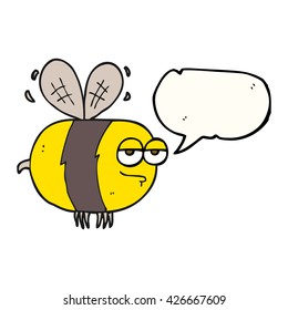 freehand drawn speech bubble cartoon unhappy bee