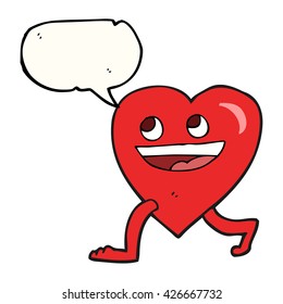 freehand drawn speech bubble cartoon walking heart