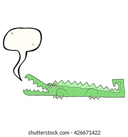 freehand drawn speech bubble cartoon crocodile