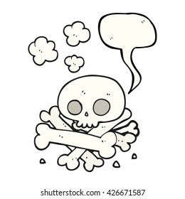 montones de huesos de dibujos animados de burbujas de palabras dibujadas a mano libre