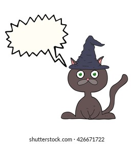 freehand drawn speech bubble cartoon halloween cat