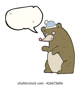 freehand drawn speech bubble cartoon bear