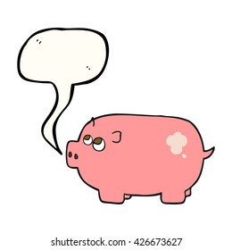 freehand drawn speech bubble cartoon piggy bank