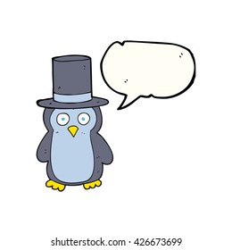caricatura de la burbuja de la libre expresión pingüino con sombrero