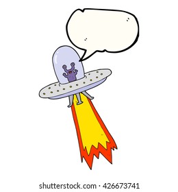 freehand drawn speech bubble cartoon flying saucer