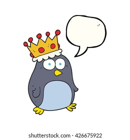 freehand gezeichnete Redeblase Cartoon Kaiserpinguin