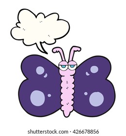 freehand drawn speech bubble cartoon butterfly