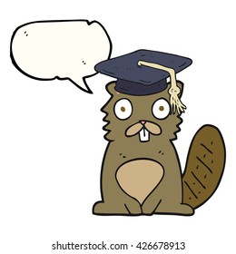 freehand drawn speech bubble cartoon beaver graduate