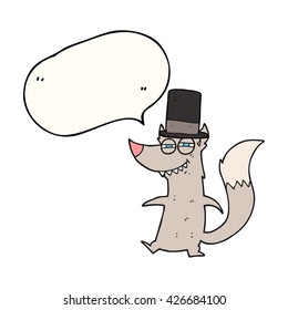 freehand drawn speech bubble cartoon little wealthy wolf