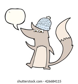 freehand drawn speech bubble cartoon little wolf