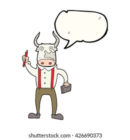 freehand drawn speech bubble cartoon bull man