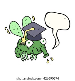 freehand drawn speech bubble cartoon fly graduate