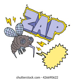 freehand drawn speech bubble cartoon fly zapped