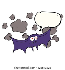 freehand drawn speech bubble cartoon vampire bat