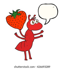 freehand drawn speech bubble cartoon ant carrying food