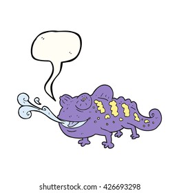 freehand drawn speech bubble cartoon chameleon