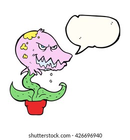 freehand drawn speech bubble cartoon monster plant