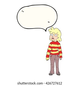 freehand drawn speech bubble cartoon teenager