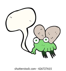 freehand drawn speech bubble cartoon fly