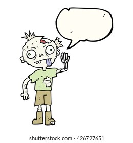 freehand drawn speech bubble cartoon zombie