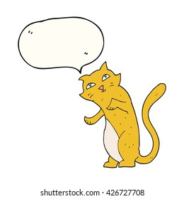 freehand drawn speech bubble cartoon cat