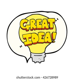 freehand drawn speech bubble cartoon great idea light bulb symbol