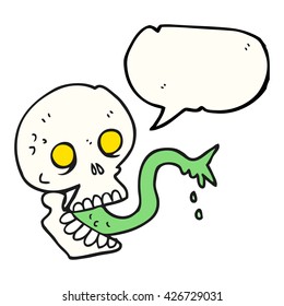 desenho à mão livre balão bolha desenho animado crânio de halloween
