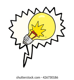 freehand drawn speech bubble cartoon light bulb