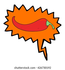 freehand drawn speech bubble cartoon chilli pepper