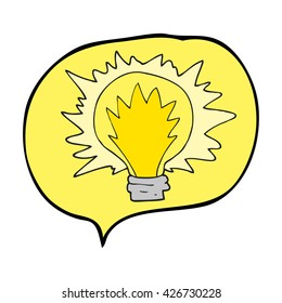 freehand drawn speech bubble cartoon light bulb