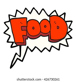 caricatura de burbuja de la voz dibujada a mano libre comida de la palabra