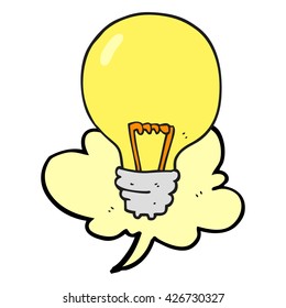 freehand drawn speech bubble cartoon light bulb